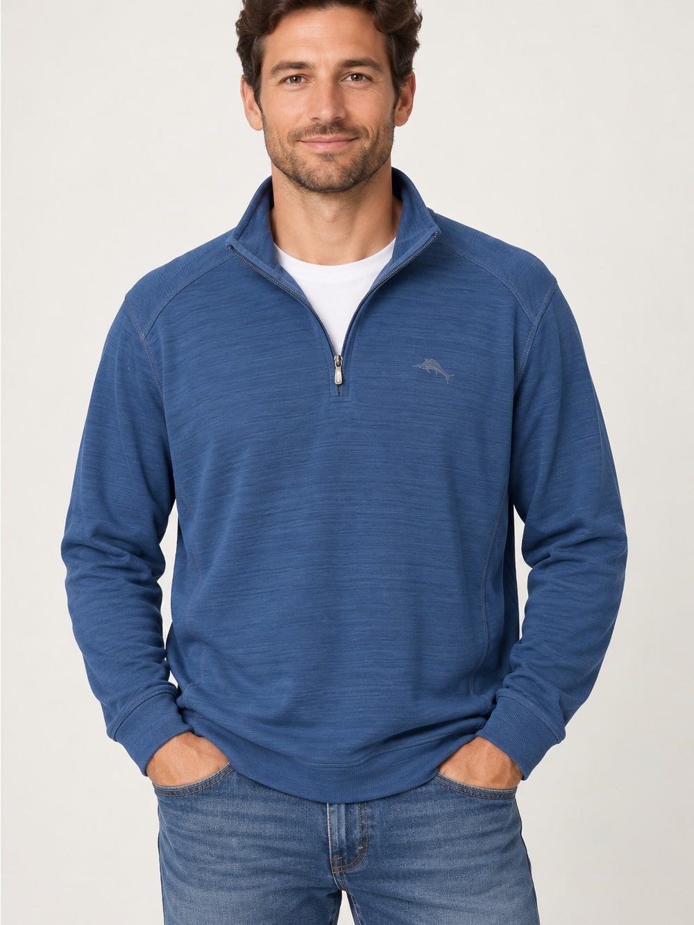 Tommy Bahama Men’s Blue Quarter Zip Long Sleeve Pullover Shirt Size L